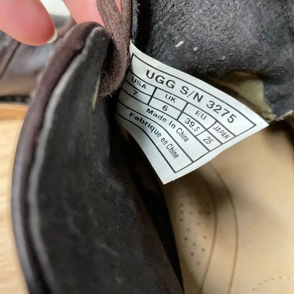 UGG‎ Leighton Chukka Boot size 7 Men’s 3275 Leather Shoes Chocolate Brown 2 eye